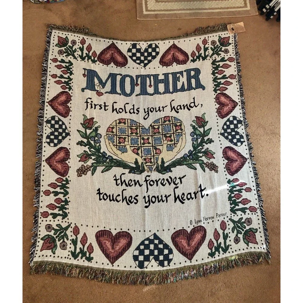 VTG Rug Barn Mother First Holds Your Hand Tapestry 60